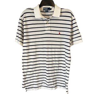 B3 Polo By Ralph Lauren, Black White Striped Short Sleeves Sz M